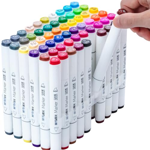 M&G Alcohol Markers, 60 Colors Dual Tip Art Markers, coloring markers with Storage Case for Adult Stocking Stuffers,Christmas Gift Idea for artists (White Barrel) - style: Alcohol-60 pcs
