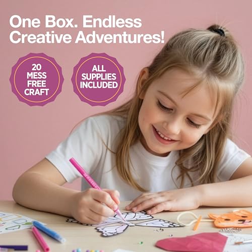 20 Arts & Crafts Kit for Girls – The Surprise Craft Box, All-Inclusive DIY Craft Set with 20 Fun Projects, Individually Packaged, Easy Step-by-Step Instructions, Creative Activity Gift for Kids