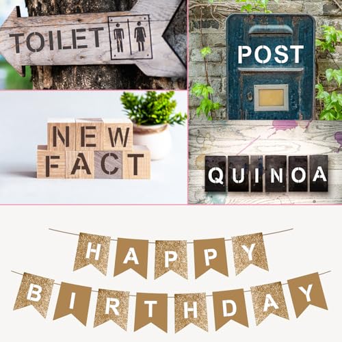 42 Piece 2 Inch Reusable Letter Stencils Symbol Numbers Stencils,Alphabet Craft Plastic Letter Set for Wood,Wall,Fabric,Rock,Signage,Door,Porch,Chalkboard DIY Projects(2-Inch Font,2.8-Inch Stencil) - size: 2 INCH