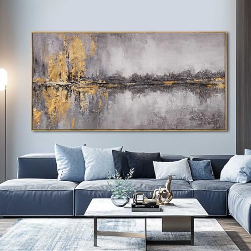 XIANSHOU Gold Abstract Wall Art Grey Pictures Modern Artwork Inspirational Wall Decor for Office 29"x 58" Gallery Wall Prints Living Room Poster Large Size - color: Grey, size: 58"L x 29"W