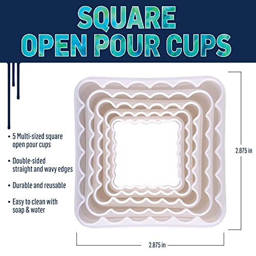 FolkArt Drizzle Open Pour Cups, Set of 5 Square Cups for DIY Paint Pouring Arts and Crafts Projects, 61851 - style: Square Pour Cups