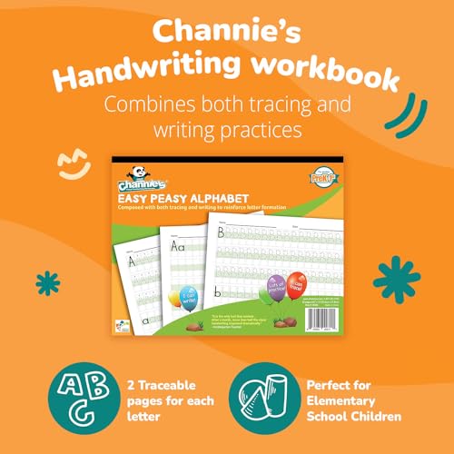 Channie's Easy Peasy Alphabet Tracing Book for Kids Ages 3-5, Pre K & Kindergarten Writing Workbook for Handwriting & Tracing, Effective Alphabet Practice With Color-Coded Blocks - style: Easy Peasy Alphabet Handwriting Preschool Workbook
