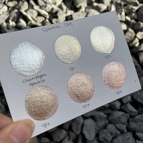 IUILE Handmade Watercolor Paints - Gold Sparkle Dot Card (6 colors). Metallic, Shiny, Shimmer - color: Gold Sparkle Dot
