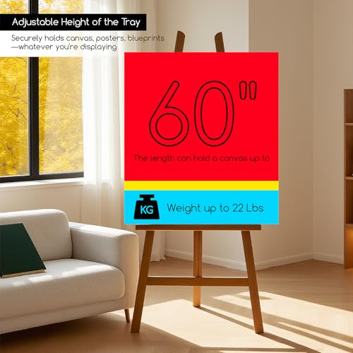 MEEDEN Wooden Easel Display Stand: Adjustable Art Easels for Sign, A Frame Painting Easel for Canvas up to 60", Ideal for Artist Adults Drawing Picture Poster - Walnut - color: Walnut, size: Medium