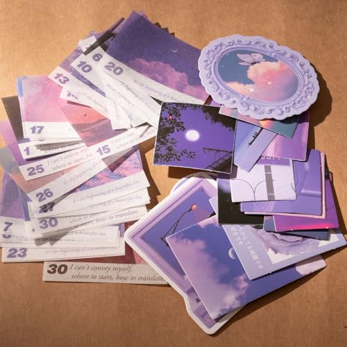 YagCu Scrapbook Kit for Beginners, Aesthetic Junk Journal Supplies, Scrapbooking and Journaling Materials, Bullet Journals Stationery, Planner DIY Arts Craft, Women Adults - color: Moonlight