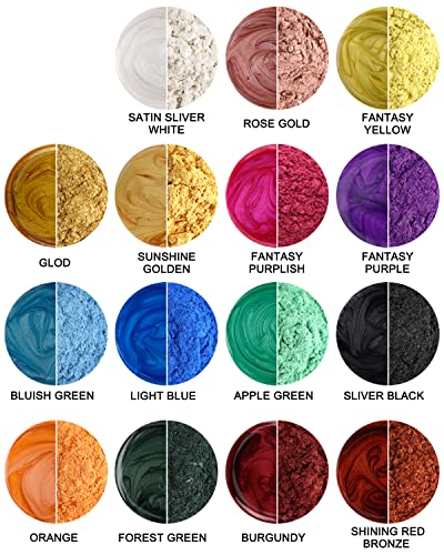 SEISSO - 150g Mica Powder - 15 Colors Epoxy Resin Pigment - Shimmery Pigment Powder for Slime, Paint, Soap Making, Nail Polish, Epoxy Resin, Candle Making, Bath Bombs - color: 15 Colors-Rainbow