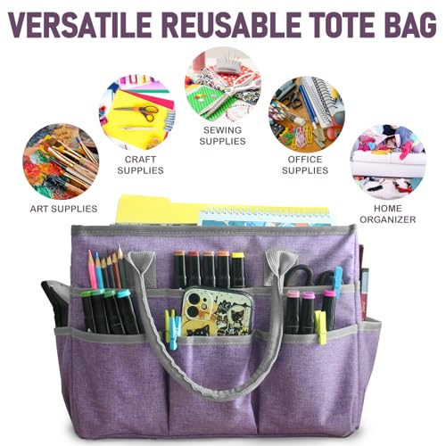 Cupohus Craft Organizer Tote Bag, Purple Sewing Bag for Art - color: Purple