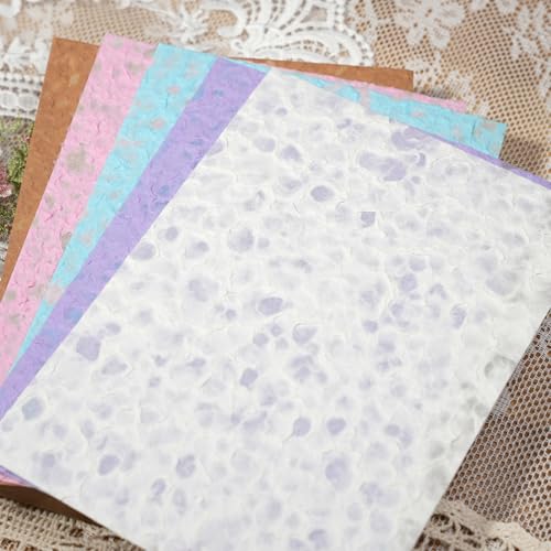 Colorful Textured Art Fabric(embossed paper, Close to A5 size) | Handicraft Production,Junk Journaling Supplies,Card Making,Collage Art Decoration,Decorative Craft Paper,Metal Mesh Fabric - color: embossed paper