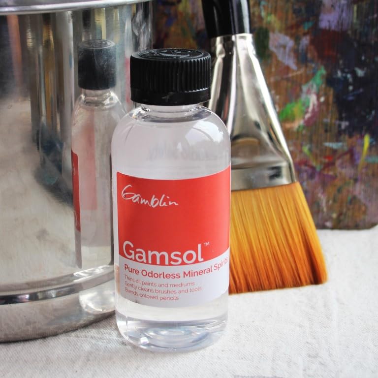 Gamblin Gamsol, Odorless Mineral Spirits for Oil Painting, 8.5 Fluid Ounce Bottle