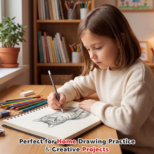 9 x 12 Sketch Book, 2-Pack, 50 Sheets Each, Top Spiral Bound | 100Gsm Perforated Sketch Paper For Pencil, Charcoal, Pen And Pastel; Easy Tear-Out Pages For School, Travel And Practice - size: 9x12