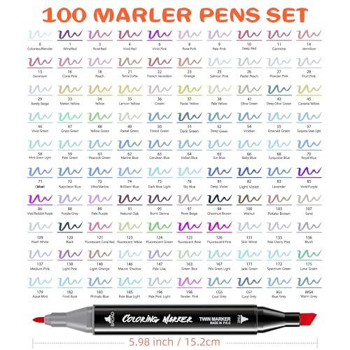 KJSHUANGTANG Alcohol Markers, 100 Colors Dual Tip Art markers, Drawing Markers, Coloring Marker for Sketching Adult Coloring - color: 100 Colors