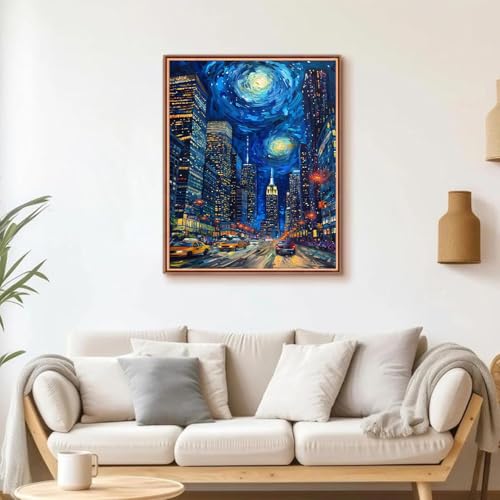 PHANTASYART City Paint by Numbers Kit for Adults 16x20inch | Paint by Number Adult, City Canvas Paint by Numbers for Adults, DIY Oil Painting Kit Perfect for Gifts and Home Wall Decor - color: City, size: 16x20inch