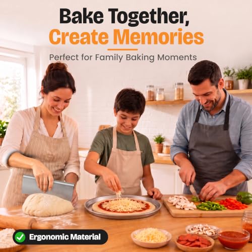 Bakerpan Stainless Steel Heavy Duty Dough Cutter, 3 Size Set - Metal Bench Scraper Kitchen Utensils, Chopper, Pizza and Pastry Cutter Tool, 10, 8, 6 Inch