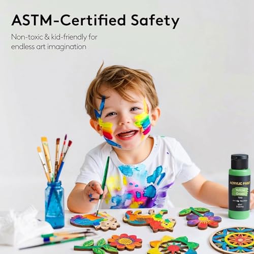 Acrylic Paint Set with 12 Art Brushes, 36 Colors (2 oz/Bottle) Acrylic Paint for Painting Canvas, Wood, Ceramic and Fabric, Paint Set for Beginners, Students and Professional Artist, Rich Pigments - style: 36 Colors Acrylic Paint 2 fl oz/60 ml-2
