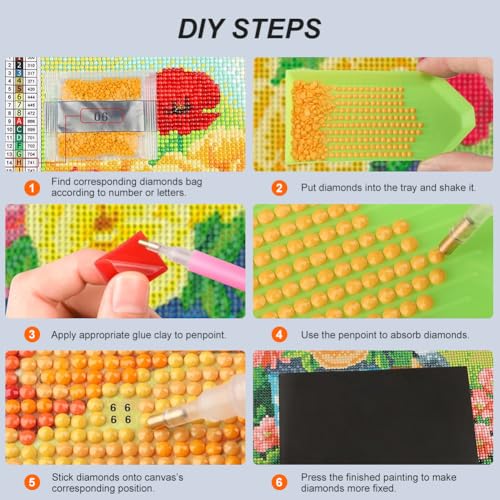 Reluohuo Tiger Diamond Painting Kits for Adults, 5D DIY Full Drill Diamond Art Kits for Beginner, Round Gem Art Craft for Home Wall Decor, 12x12 Inch