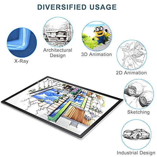 LitEnergy A2 LED Copy Board Light Tracing Box, Ultra-Thin Adjustable Artcraft LED Trace Light Pad for Tattoo Drawing, Streaming, Sketching, Animation, Stenciling - color: BLACK, size: 16.5" x 23.4"