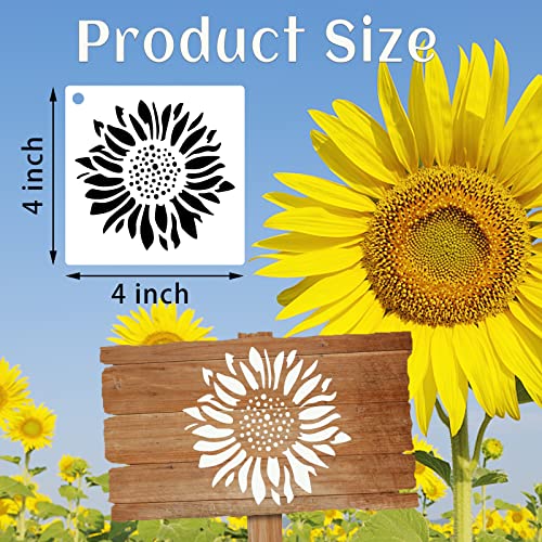 80 Pcs 4 x 4 Inch Stencils for Painting on Wood, Reusable Flower Butterfly Bird Bee Plastic Stencils DIY Craft Paint Template Set for Wall Home Decor - style: Flower
