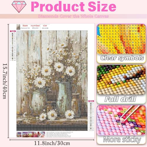 WUDWL Rustic Daisy Diamond Art Kits for Adults Diamond Painting Ki | 5D Diamond Dots Gem Art Crafts with Tools,Round Full Drill Funny Crafts for Home Wall Decor&Gift-12x16inch - color: DP03305, size: Round diamond painting