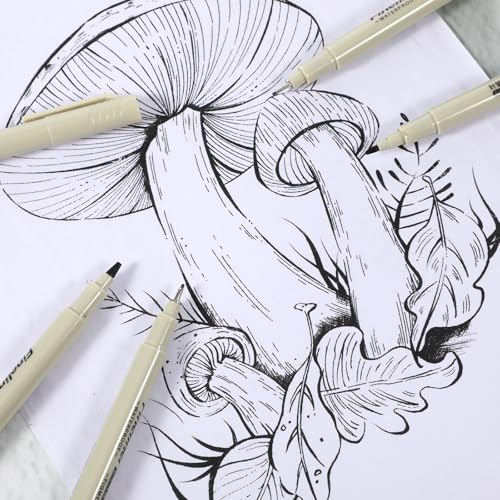 12 Pcs Fineliner Drawing Art Pens Black Waterproof Pigment Ink Set