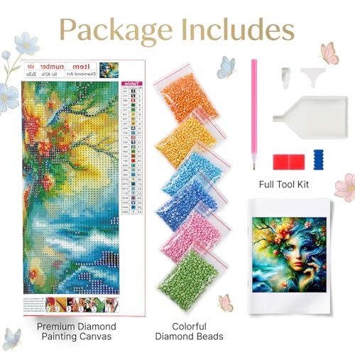 HvasJing Link Diamond Painting Kit for Adults, Flower Fairy Diamond Art Kit