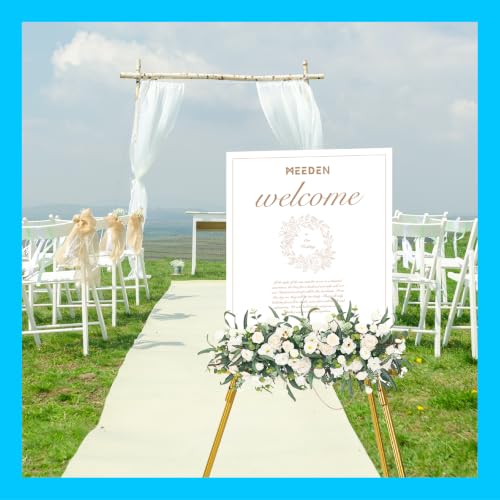 MEEDEN Wooden Easel Stand for Display: Gold Wood Tripod for Poster Board | Wedding Decor Holder for Paintings Welcome Sign Pictures - color: Gold