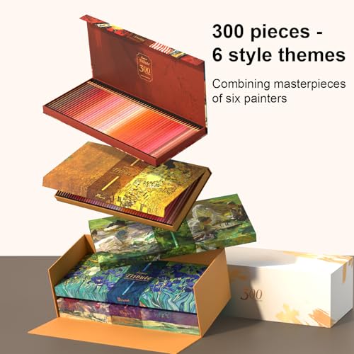 300 Colored Pencils Set for Adults Coloring, Professional Oil Based Art Pencils with 4.0mm Thick Soft Core up to 10 layers, Artist Drawing Pencils in Masterpiece Gift Box (300 colors) - style: 300 Count