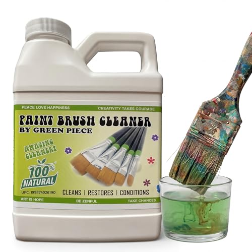 Green Piece® Paint Brush Cleaner for Paint Cleanup (Made in USA) – Works on Wet or Dry Paint, Acrylic, Latex, or Oil – 100% Natural & Completely Non-Toxic – 18 Ounce (Pack of 2) - style: 2 Pack Paint Brush Cleaner