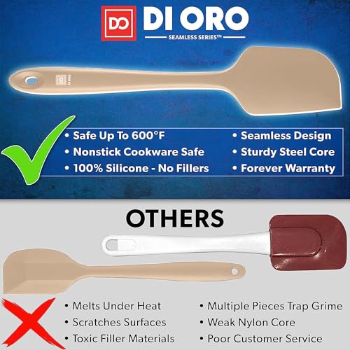 DI ORO Silicone Spatula Set - 600F Heat Resistant, 5-Pc Clay - color: Clay