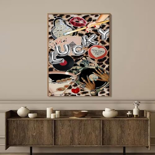 BAWKENTON Lucky Diamond Art Kits for Adults Diamond Painting Kit for Adult | Fashion Girlly Modern 5D Diamond Dots Gem Art Crafts with Tools, Round Full Drill Crafts for Home Wall Decor-12X16in - color: DP03109, size: Round diamond painting