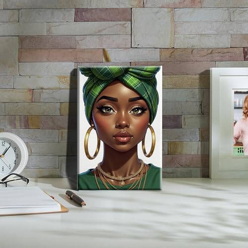 HeeBenor Framed Paint by Numbers Kit for Adults, Black Women, 8x12 Inch - color: Black Women 042