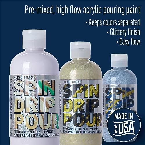 FolkArt Drizzle Gypsy Gold Glitter Pre-Mixed Fluid Acrylic Pouring Paint, 9 fl oz Premium Paint Perfect for Indoor & Outdoor Arts and Crafts Projects, 61840
