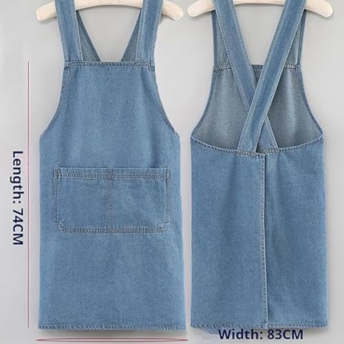 Adult Cross Back Apron, Stain Resistant Cotton Apron with Pockets | Denim Cross Back Aprons, Cotton Apron Suitable for Gardens and Kitchens, with Pockets for Easy Carrying of Tools - color: B