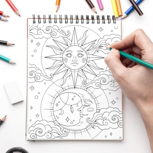 SOUTHERN LOTUS Minimalist Art Coloring Book Spiral Bound with Abstract Design Aesthetic Shapes Styles Hardcover Adult Color Pages for Women Seniors Girls Relax Relieve Stress