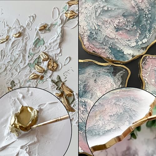 KAMENSKAYA White Gold Leaf Paint, Liquid Gilding Paint, 0.68 fl oz | Liquid Leaf Paint with Natural Metallic Pigment, Strong Shine, One-Coat Coverage, Built-In Brush – Made in EU - color: White Gold, size: 0.68 Fl Oz (Pack of 1)