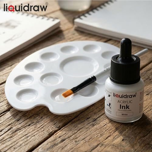 Liquidraw Acrylic Ink - White | 1.18 fl oz / 35 ml Bottle with Dropper | for Painting, Art & Drawing on Canvas, Fabric, Wood & Board | for Professional Artists, Students & Hobbyists | Craft Gift