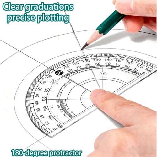 2Packs Maths Set, 7Pcs Protractor and Compass Set Geometry Sets for Secondary School Stationery Supplies - Math Ruler Compasses Geometry Sets Case for Student Secondary Stationary Supplies