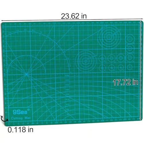 Self Healing Cutting Mat A2, 24 x 18 inch Green, Craft Cutting Board for Leather Crafts, Sewing, Quilting, Paper Cutting, 5-Ply Double Sided Rotary Cutter Mat, Ships Flat Not Folded - size: 23.6"L x 17.7"W