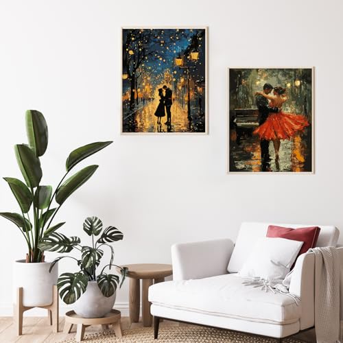 Possoco 2 Pack Paint by Numbers Kit for Adults Beginner, Romantic Lover Adult Paint by Number Kits on Canvas, DIY Acrylic Number Painting for Adults Landscape for Home Decor Gift 16x20 Inch - color: DG-OP-2P-Lover-4050