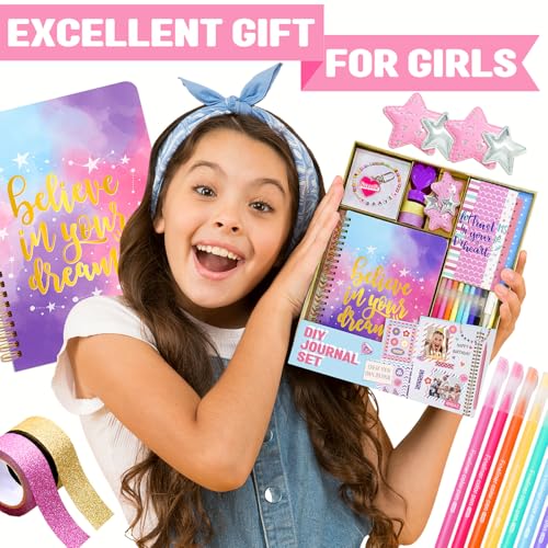 Nollh DlY Journal Kit for Girls Scrapbook Gifts for 8-12 Year Old Girl | 200+PCS Teen Tween Girl Gifts Trendy Stuff Stationery Set Art Crafts Kit 8 9 10 11 12 13 14 Year Old Girl Birthday Gift