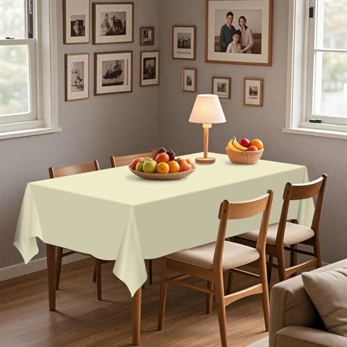 54IN X 160FT Plastic Table Cover Roll with Cutter Box, Cut to Size Plastic Table Cloths for Parties, Birthday, (Beige, 54"x1920") - color: Beige, size: 1920" x 54" (Rectangular)