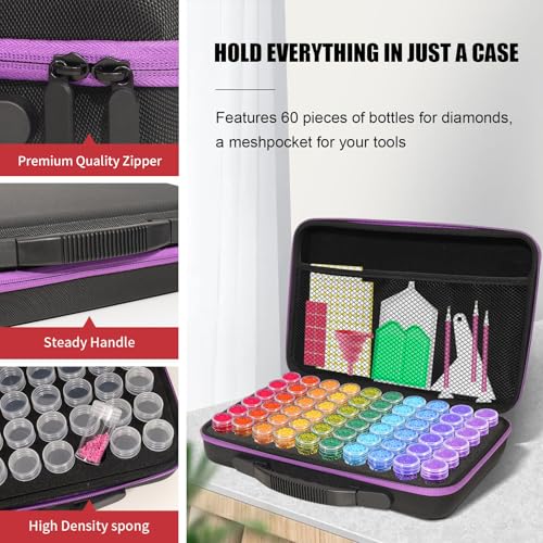 Diamond Painting Storage Container 60 Slots Diamond Art Accessories - color: Black, size: 60 jars