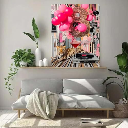 Leopard Diamond Art Kits for Adults Diamond Painting Kit for Adults | Cute Fashion Modern 5D Diamond Dots Gem Art Crafts with Tools, Round Full Drill Crafts for Home Wall Decor-12X16in - color: DP03104, size: Round diamond painting