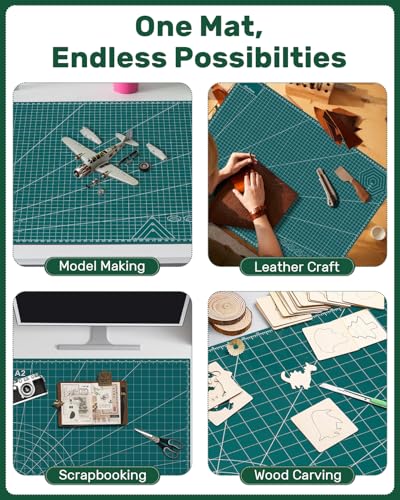 Self Healing Cutting Mat, 17" x 23", Double-Sided Rotary Cutting Mat for Sewing, Quilting, Scrapbooking & Craft, Large Craft Cutting Board for Hobby Use(A2) - size: 23"L x 17"W