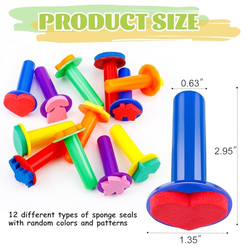 24Pcs Paint Stamps for Kids, Sponge Brushes for Painting - style: 3F-StamperSponge24PCS