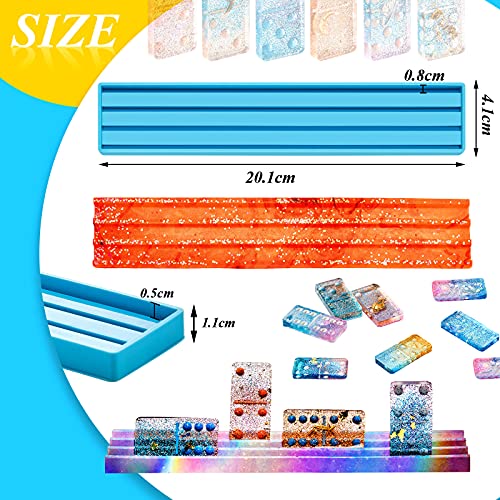 Patelai Resin Domino Mold Silicone 3D Domino Box Mold Epoxy Resin Tile Racks Molds for Epoxy, Clay, Soap, Candle DIY Crafts Making, Blue (Pack of 3) - size: 8.27 inches (L) x 1.57 inches (W) (Pack of 3)