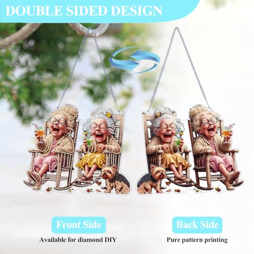 GUMITOON Diamond Art Kits for Adults-Hanging Old Lady Full Drill Diamond Dots Paintings for Beginners, Round 5D Paint with Diamonds Pictures Gem Art Painting Kits DIY Crafts Kits QCY-107 - color: QCY-107