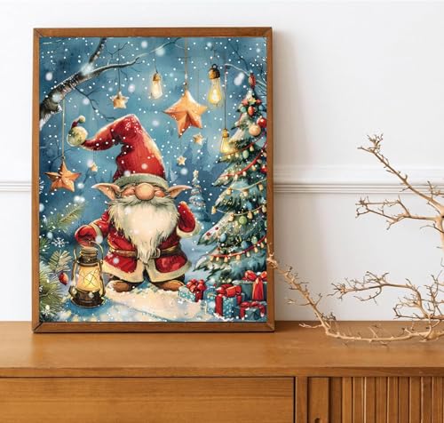 Santa Claus gnome Paint by Number Kits 16 x 20 inch Canvas Christmas Decor DIY Painting for Adults Beginners Christmas Eve Paint by Numbers with Brushes Acrylic Pigment for Home Decor(Without Frame) - color: Artwork 05, size: 16''x20''(without frame)