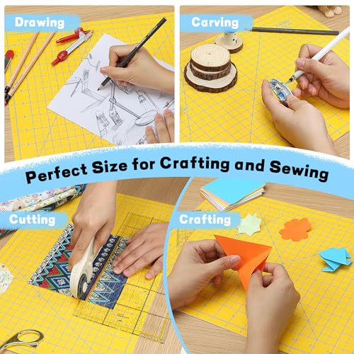 Self Healing Cutting Mat 18" x 12", A3 Double-Sided for Sewing & Quilting - color: Lemon Yellow, size: A3:18‘’x12‘’