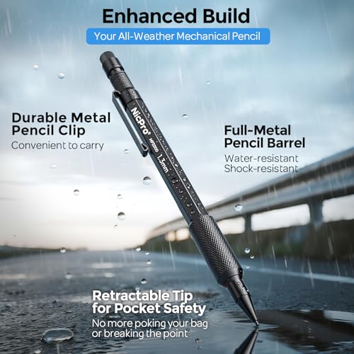 Nicpro 3 PCS 1.3 mm Mechanical Pencils Set with 48 Lead Refill, 3 Eraser - style: 3 Pack (Black)