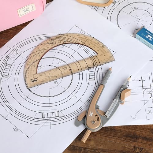 Mr. Pen- Geometry Compass and Protractor Set, 6 Inch Compass - color: Dwarf Pony Brown, size: 1 Set